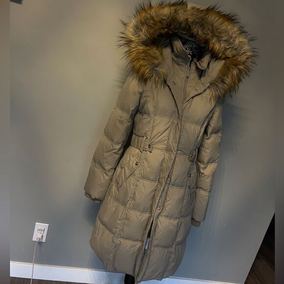 Dkny Faux Fur Snap Tab Gilet Coat-TAUPE-Medium - Picture 2 of 4